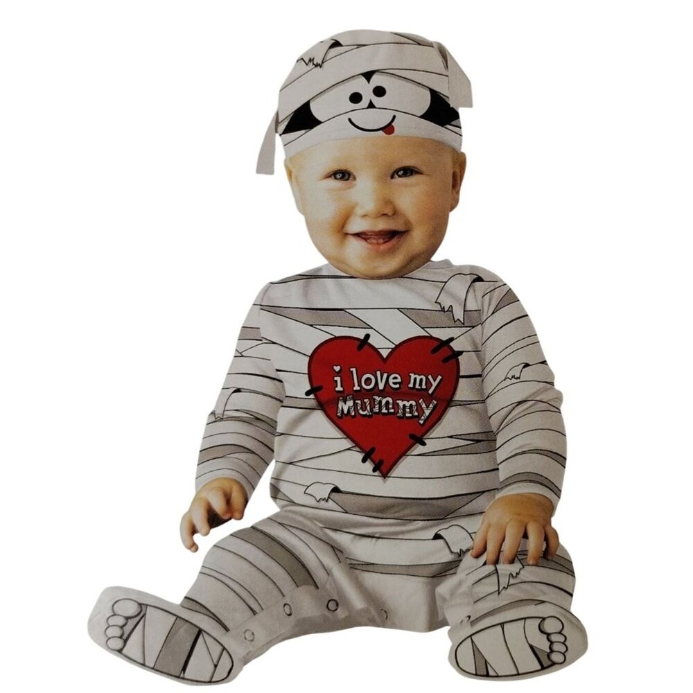 Infant 0-6 Months I Love My Mummy Jumpsuit and Cap Halloween Costume